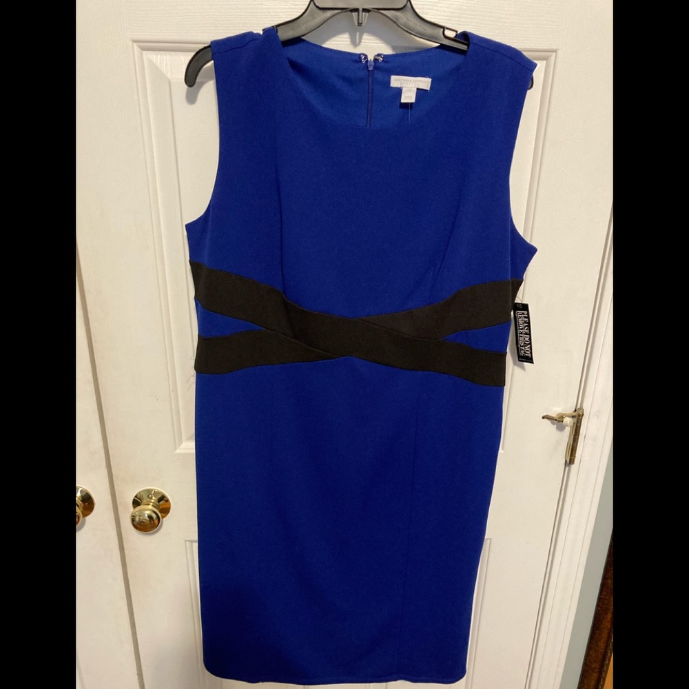 Royal blue and black sleeveless dress